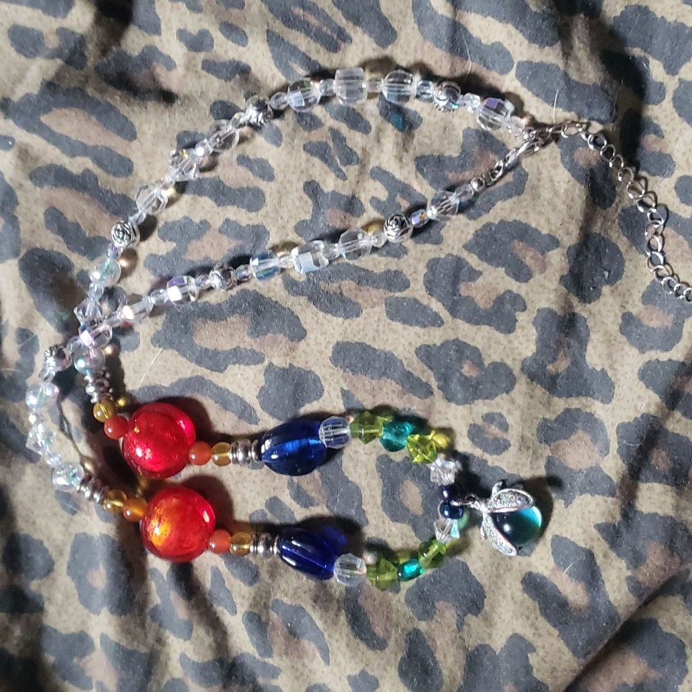 Mood changing ladybug Arora crystal pendent necklace